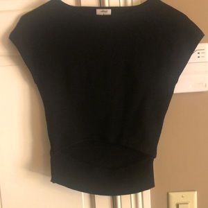 Black sweater top with cut out on stomach.